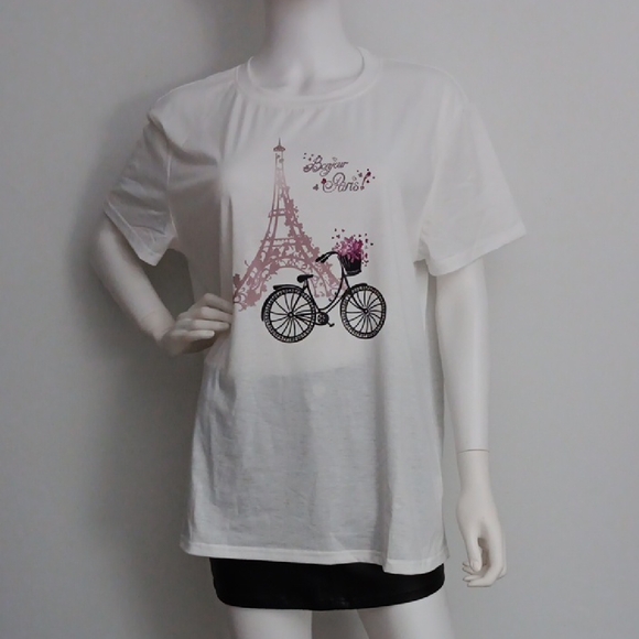 Source Unknown Tops - White Paris Graphic T-Shirt